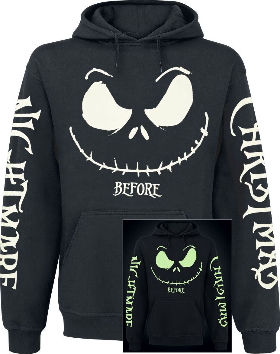 The Nightmare Before Christmas Jack Face - Glow in the dark Mikina s kapucí černá - Merchstore.cz