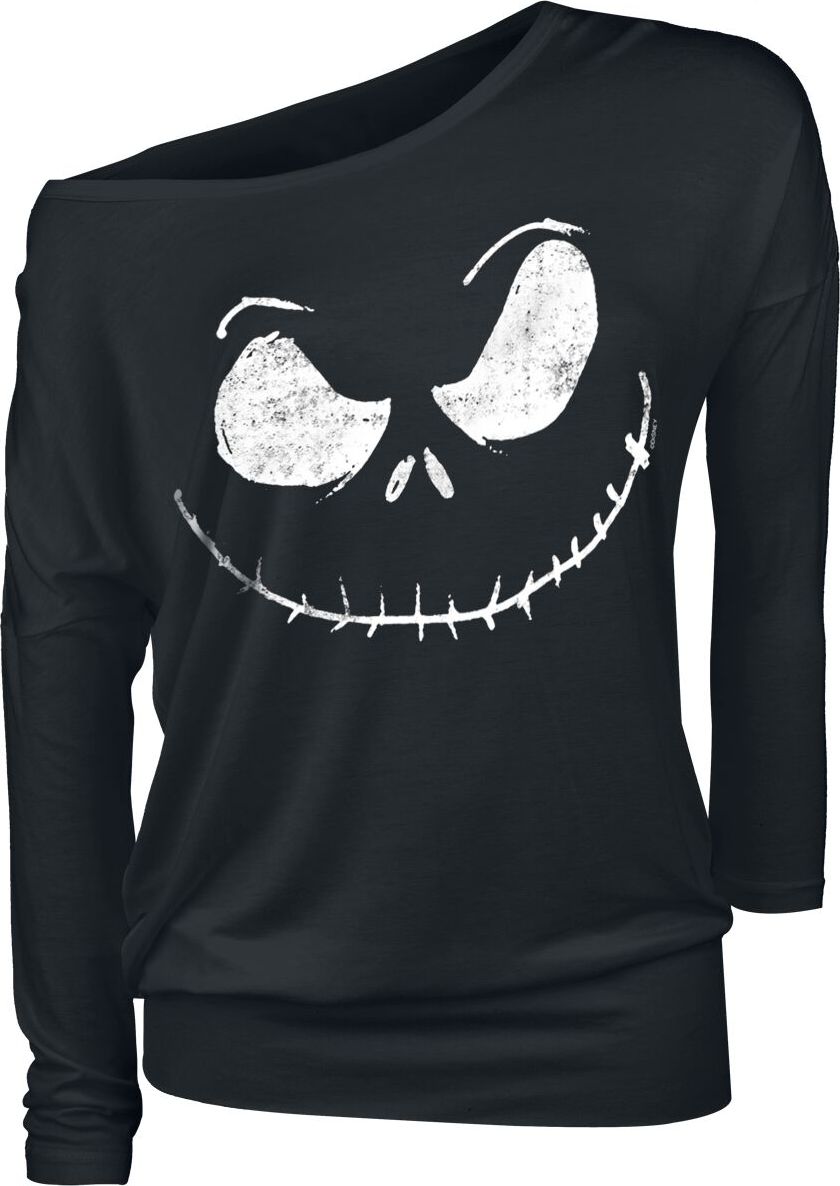 The Nightmare Before Christmas Jack Skellington - Face Dámské tričko s dlouhými rukávy černá - Merchstore.cz
