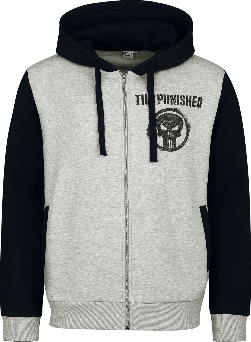 The Punisher Skull Mikina s kapucí na zip šedá/charcoal - Merchstore.cz