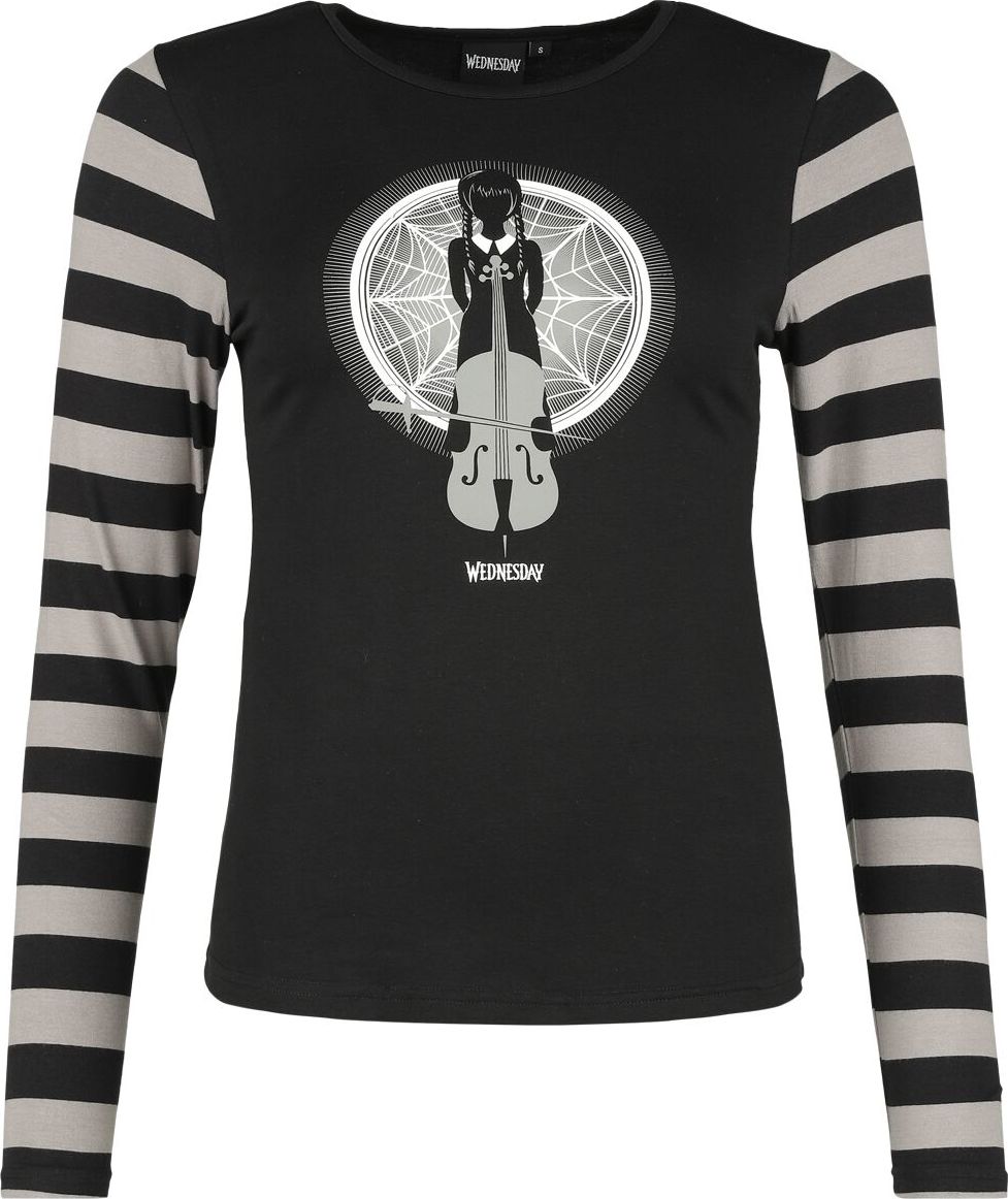 Wednesday Music Dámské tričko s dlouhými rukávy cerná/šedá - Merchstore.cz