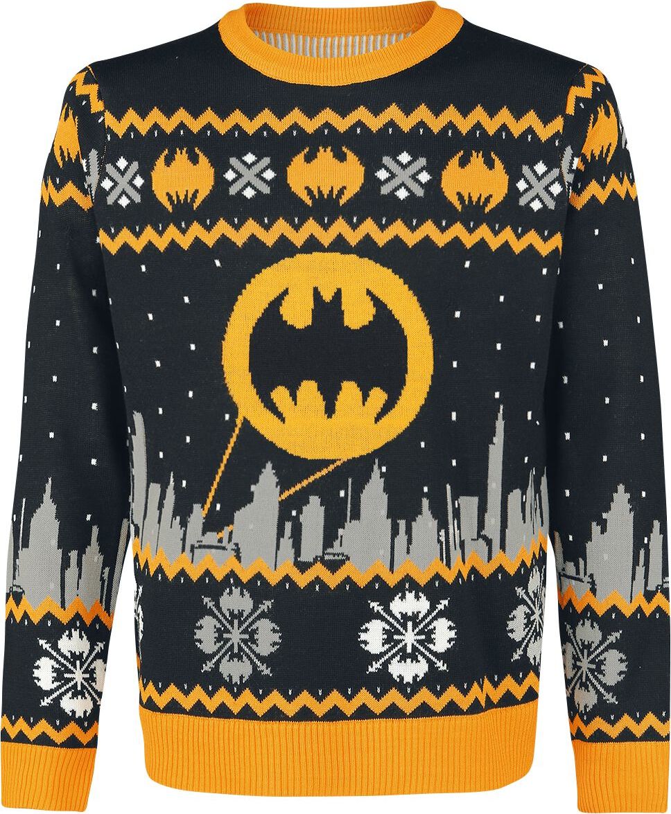 Batman Gotham Pletený svetr cerná/šedá/žlutá - Merchstore.cz Batman Gotham Pletený svetr cerná/šedá/žlutá - Merchstore.cz