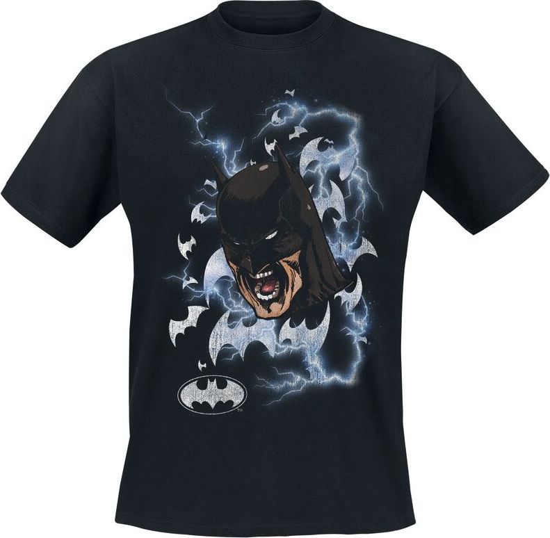 Batman Shouts Lightning Bats Tričko černá - Merchstore.cz