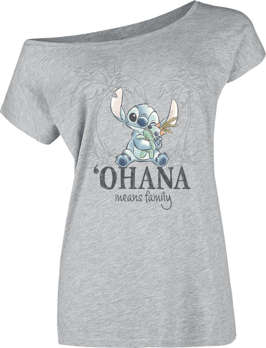 Lilo & Stitch Ohana Tropical Dámské tričko šedá - Merchstore.cz