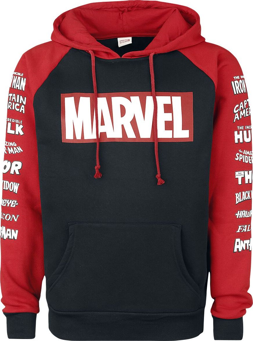 Marvel Logos Mikina s kapucí cerná/cervená - Merchstore.cz Marvel Logos Mikina s kapucí cerná/cervená - Merchstore.cz