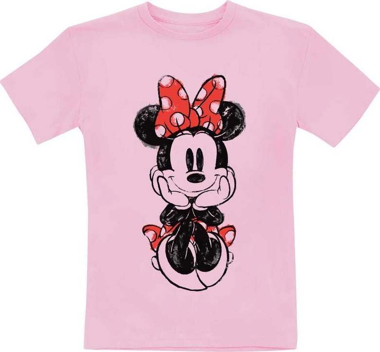 Mickey & Minnie Mouse Kids - Sitting Minnie Sketch detské tricko růžová - Merchstore.cz