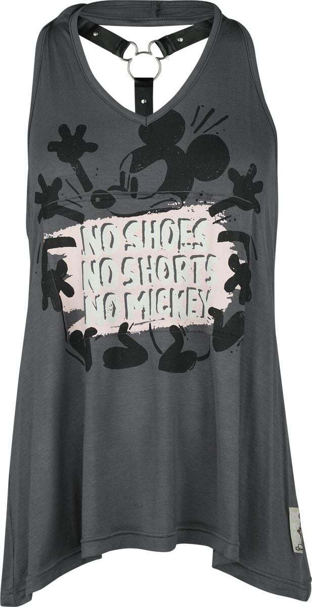 Mickey & Minnie Mouse No Shoes No Shorts No Mickey Dámský top tmavě šedá - Merchstore.cz