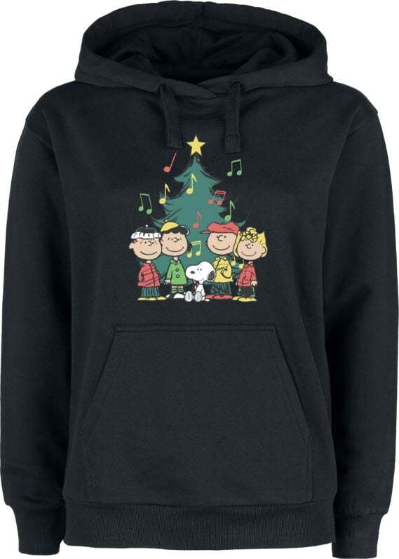 Peanuts Peanuts - Christmas Tree Dámská mikina s kapucí černá - Merchstore.cz