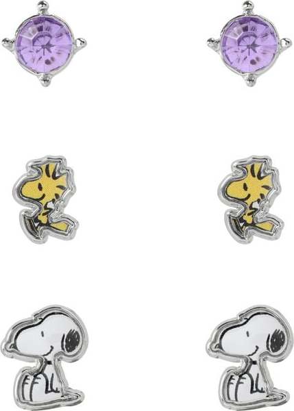 Peanuts Snoopy & Woodstock sada náušnic bílá/žlutá - Merchstore.cz