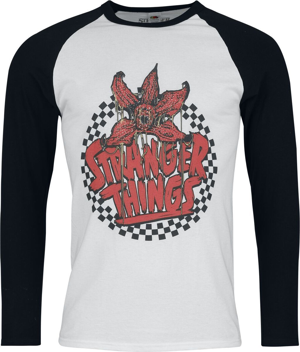 Stranger Things Checkered Circle Tričko s dlouhým rukávem bílá/cerná - Merchstore.cz Stranger Things Checkered Circle Tričko s dlouhým rukávem bílá/cerná - Merchstore.cz