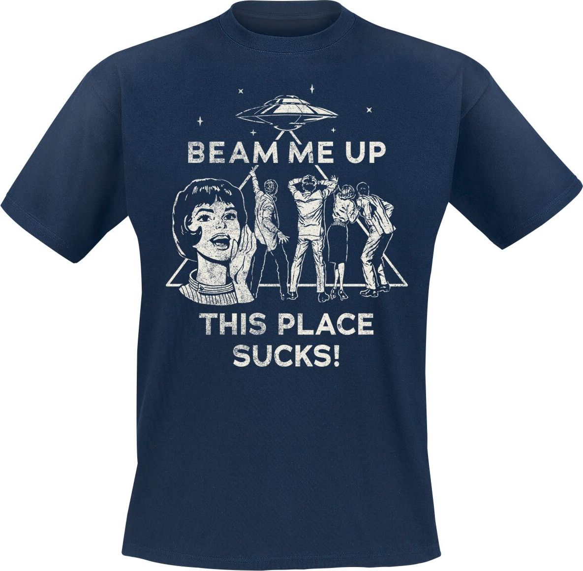 Stranger Things Season 5 - Beam Me Up This Place Sucks! Tričko námořnická modrá - Merchstore.cz Stranger Things Season 5 - Beam Me Up This Place Sucks! Tričko námořnická modrá - Merchstore.cz