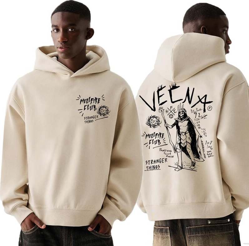 Stranger Things Vecna Doodle Mikina s kapucí písková - Merchstore.cz