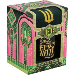 Wicked Geschenkbox - Glasbecher plus Socken - Elphaba - Defy Gravity sklenený hrnek sada vícebarevný