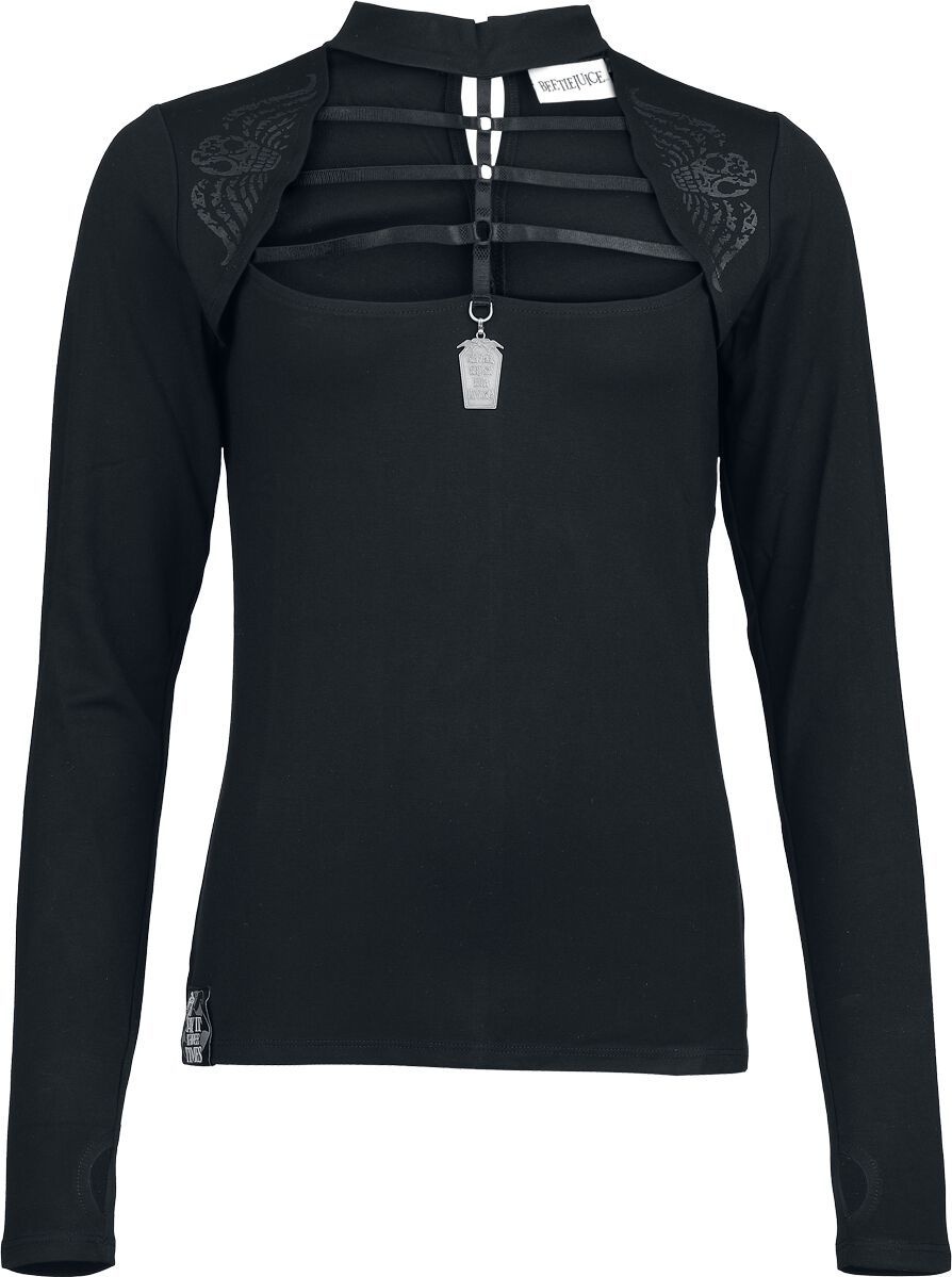 Beetlejuice Say It 3 Times Dámské tričko s dlouhými rukávy černá - Merchstore.cz