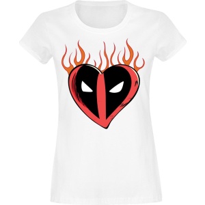 Deadpool Flaming Heart Logo Tričko bílá