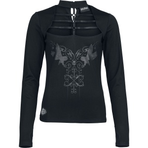 Harry Potter Dark Academia Nocturnal Stroll with Owls Dámské tričko s dlouhými rukávy černá