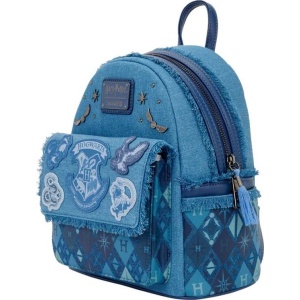 Harry Potter Denimový ruksak Loungefly - Hogwarts Batoh tmavě modrá