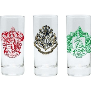 Harry Potter Hogwarts, Slytherin and Gryffindor sada sklenicek transparentní