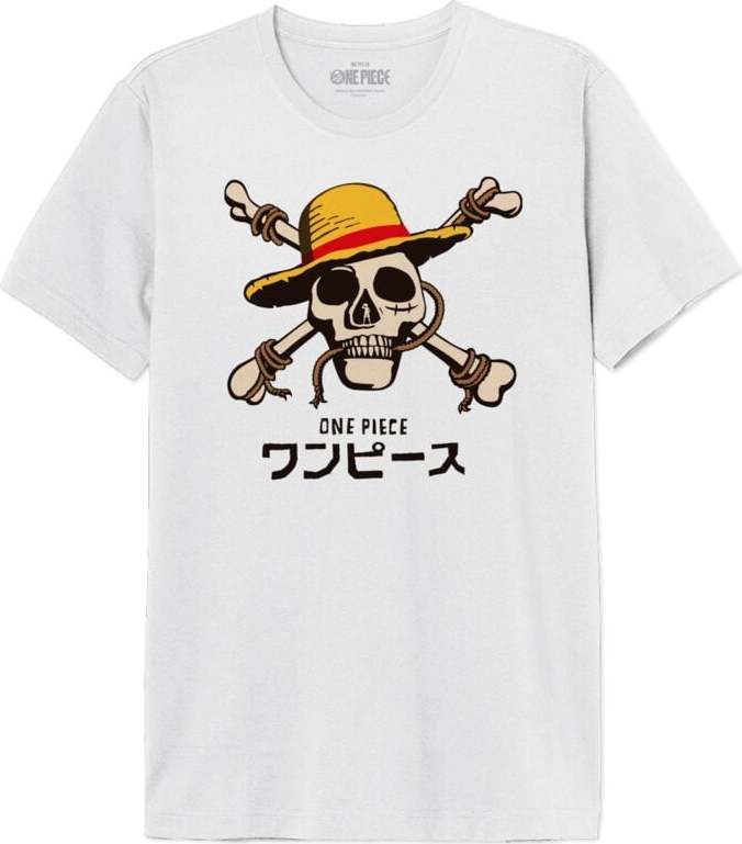 One Piece Skull Logo - Japanese Tričko bílá - Merchstore.cz
