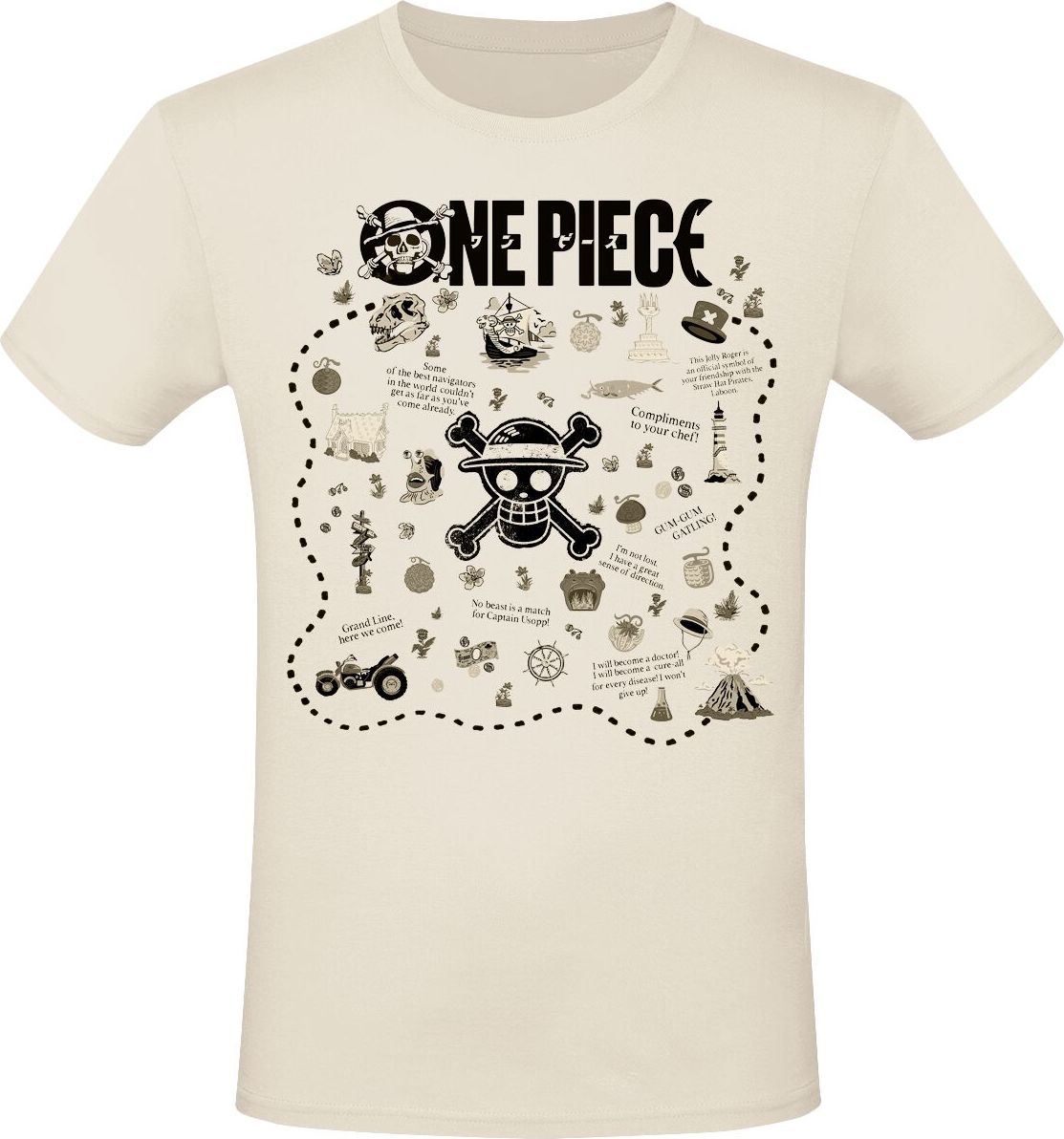 One Piece Treasure Map Tričko přírodní - Merchstore.cz