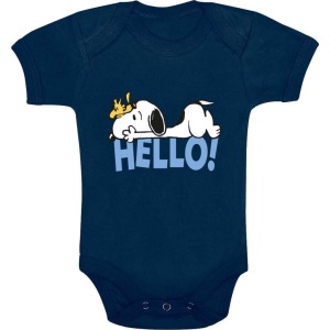 Peanuts Snoopy und Woodstock - Hello! body tmavě modrá