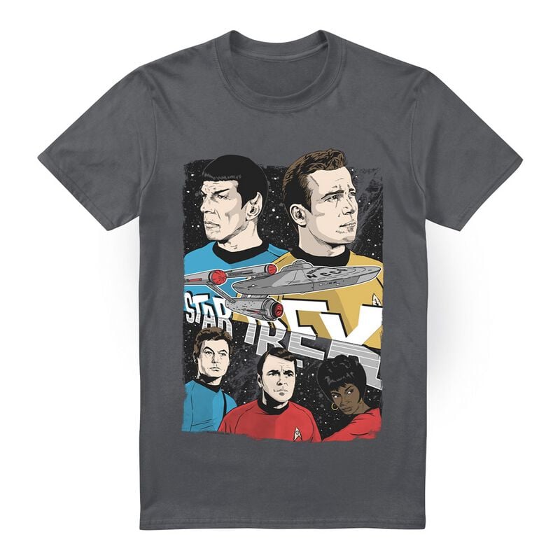 Star Trek Illustrated Crew Tričko charcoal - Merchstore.cz