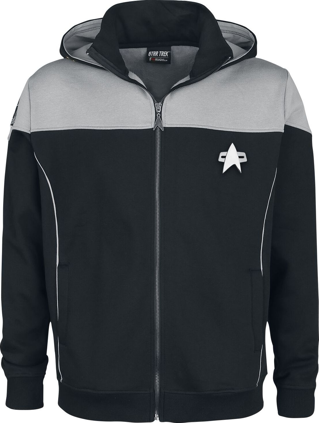 Star Trek Picard Mikina s kapucí na zip cerná/šedá - Merchstore.cz