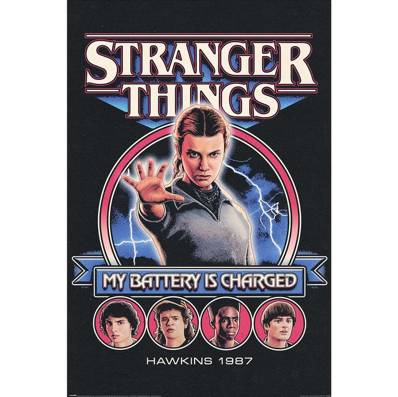 Stranger Things My Battery Is Charged plakát vícebarevný - Merchstore.cz