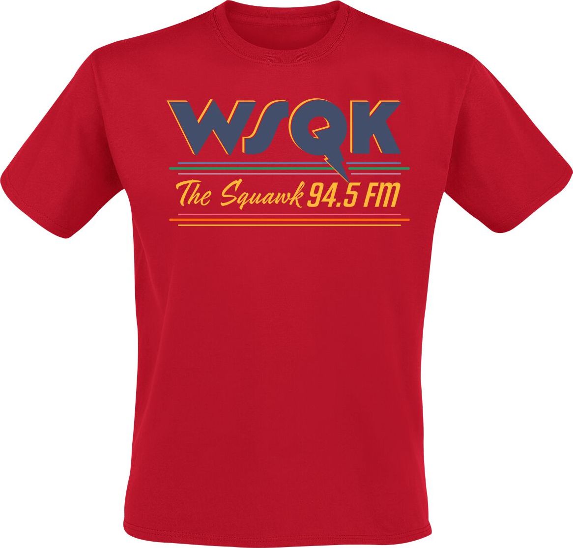 Stranger Things Season 5 - The Squawk Logo - WSQK 94.5 FM Tričko červená - Merchstore.cz