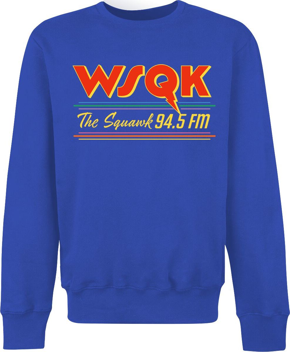 Stranger Things Season 5 - WSQK The Squawk 94.5 FM Mikina modrá - Merchstore.cz