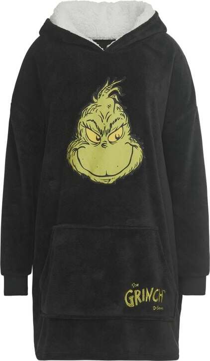 The Grinch Oversized zimní mikina Grinch Face Mikina s kapucí černá - Merchstore.cz