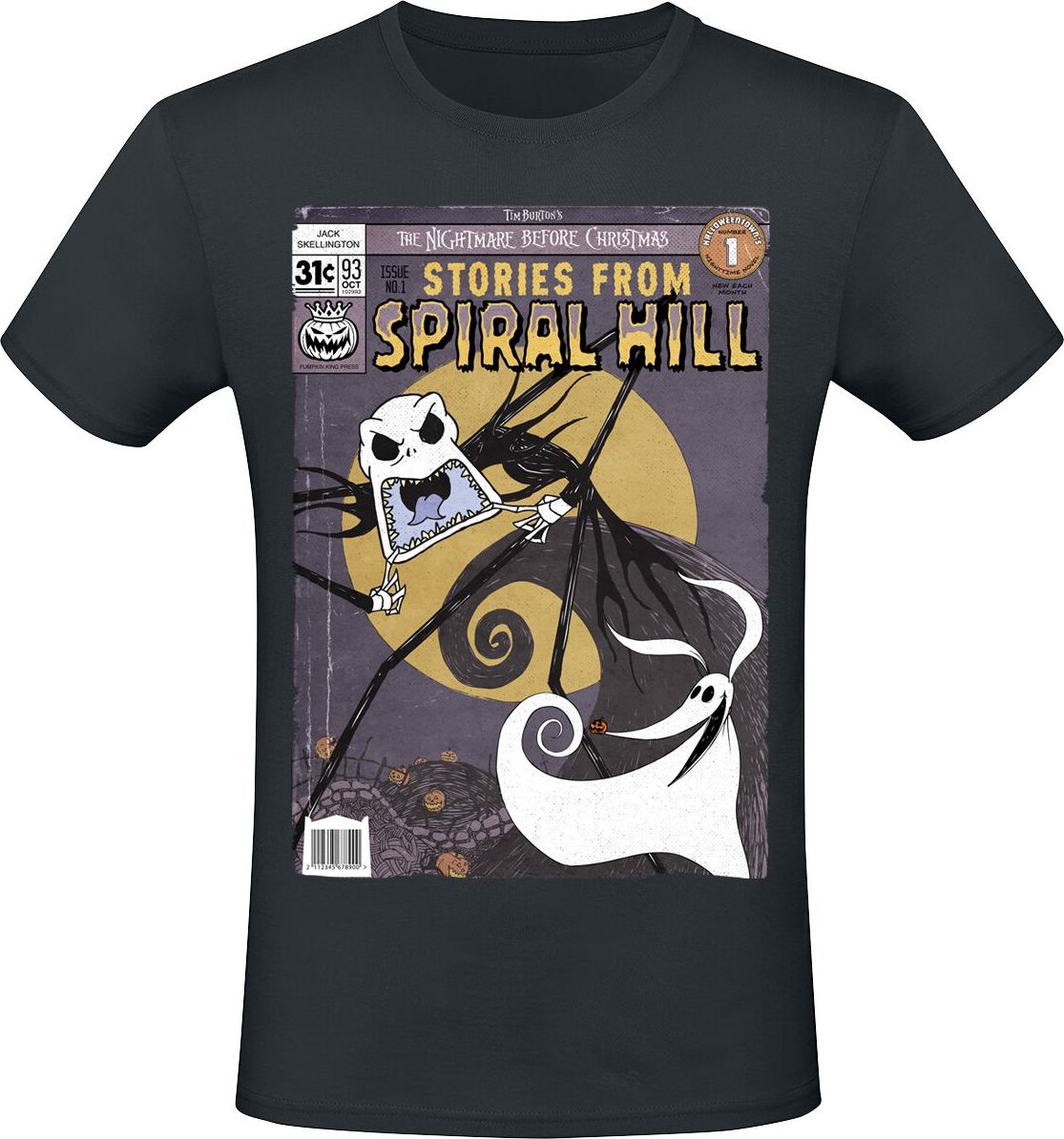 The Nightmare Before Christmas Jack - Spiral Hill Cover Tričko černá - Merchstore.cz