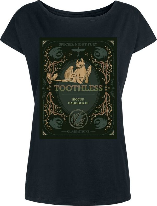 Drachenzähmen leicht gemacht Dragons Species Night Fury Dámské tričko černá - Merchstore.cz