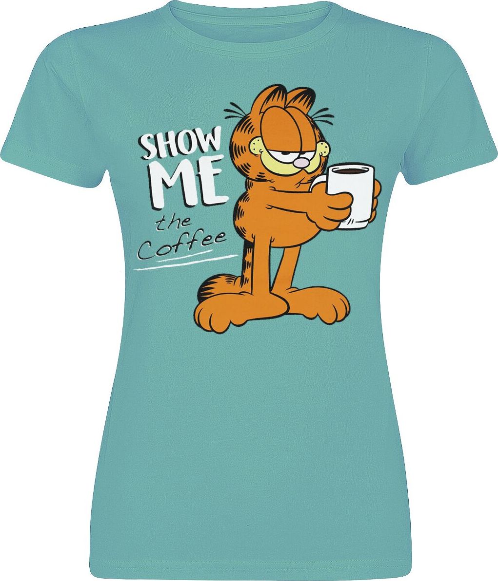 Garfield Show Me The Coffee Dámské tričko tyrkysová - Merchstore.cz Garfield Show Me The Coffee Dámské tričko tyrkysová - Merchstore.cz