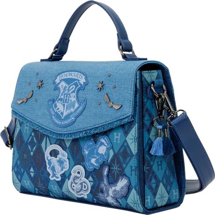 Harry Potter Denimový ruksak Loungefly - Hogwarts Kabelka tmavě modrá - Merchstore.cz