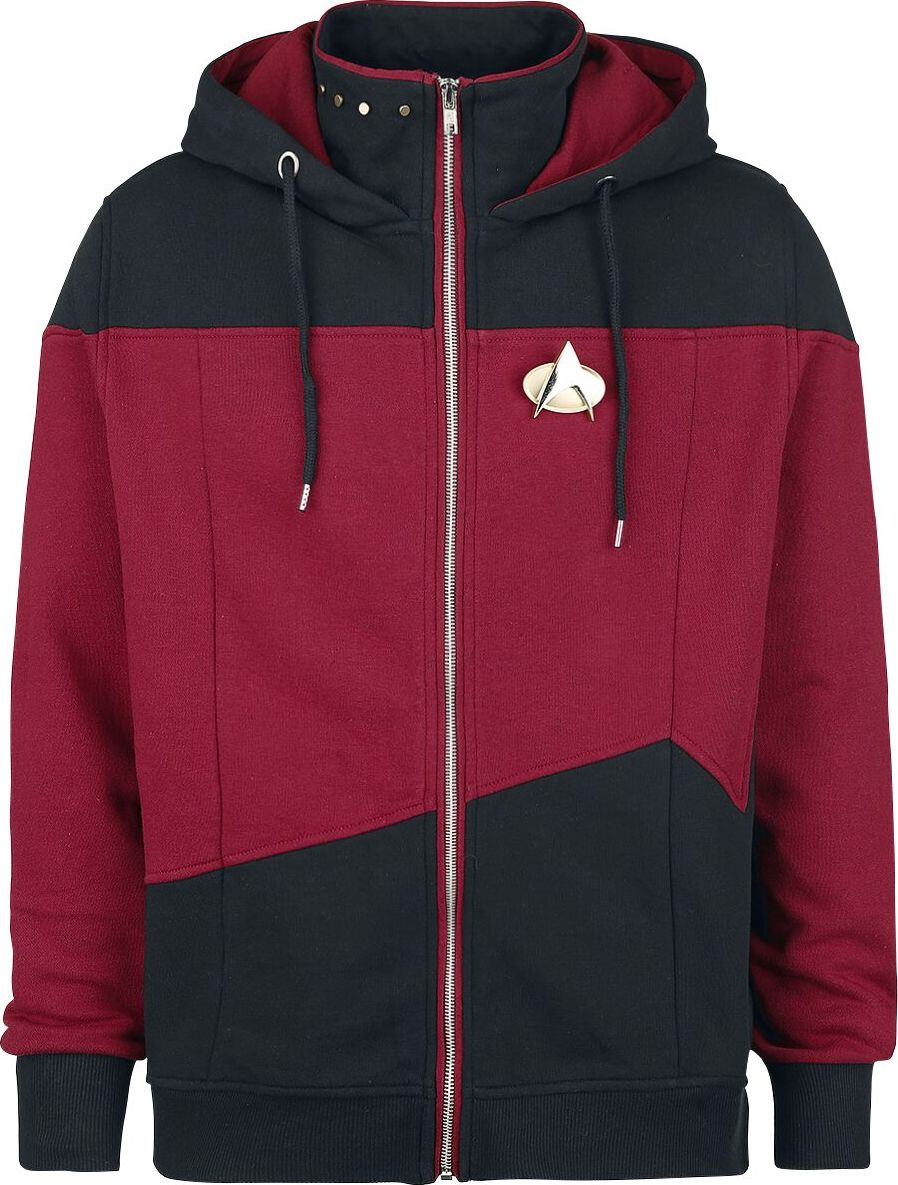 Star Trek The Next Generation Mikina s kapucí na zip cervená/cerná - Merchstore.cz