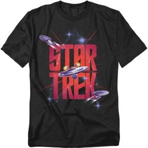 Star Trek Three Ships in Space Tričko černá - Merchstore.cz