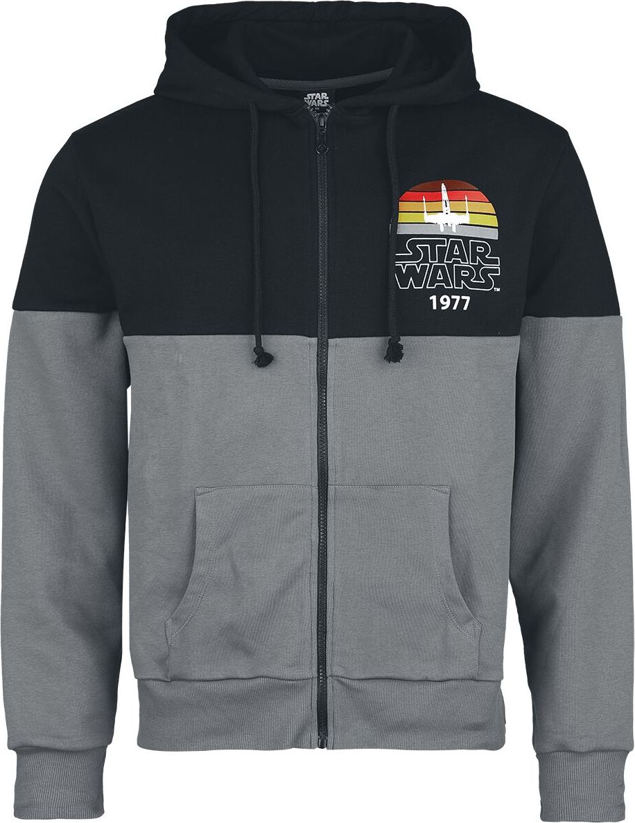 Star Wars X- Wing - 1977 Mikina s kapucí na zip šedá/cerná - Merchstore.cz