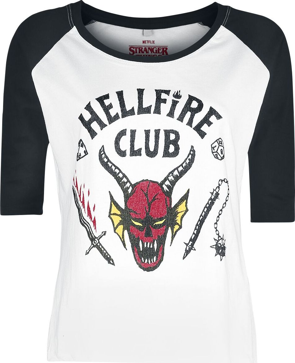Stranger Things Hellfire Club Dámské tričko s dlouhými rukávy bílá/cerná - Merchstore.cz Stranger Things Hellfire Club Dámské tričko s dlouhými rukávy bílá/cerná - Merchstore.cz