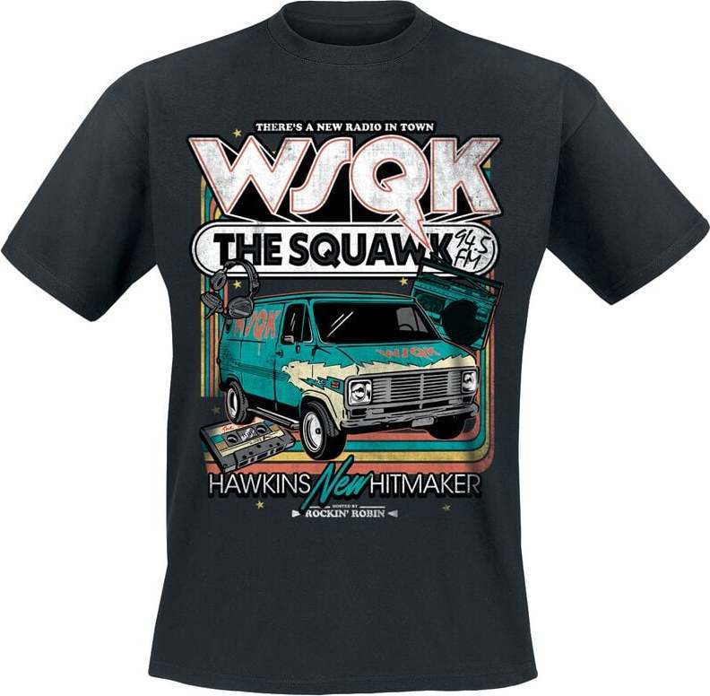 Stranger Things Season 5 - WSQK The Squawk Retro Tričko černá - Merchstore.cz