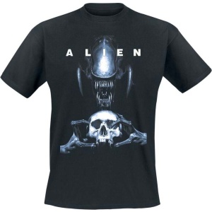 Alien Blue Holding A Skull Tričko černá