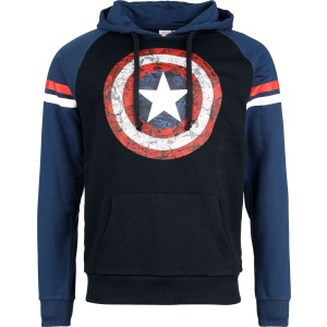 Captain America Comic Shield Mikina s kapucí cerná/modrá - Merchstore.cz
