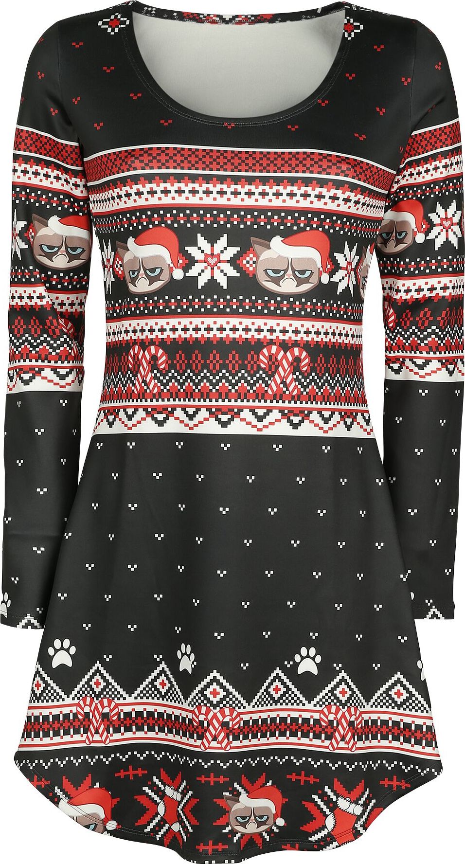 Grumpy Cat Grumpy Xmas Šaty cerná/cervená/bílá - Merchstore.cz