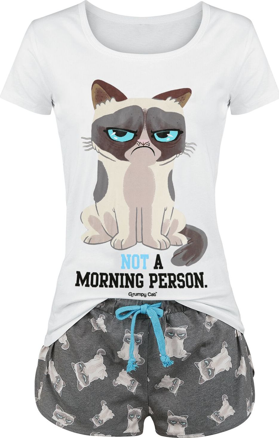 Grumpy Cat Not A Morning Person! pyžama šedá/bílá - Merchstore.cz