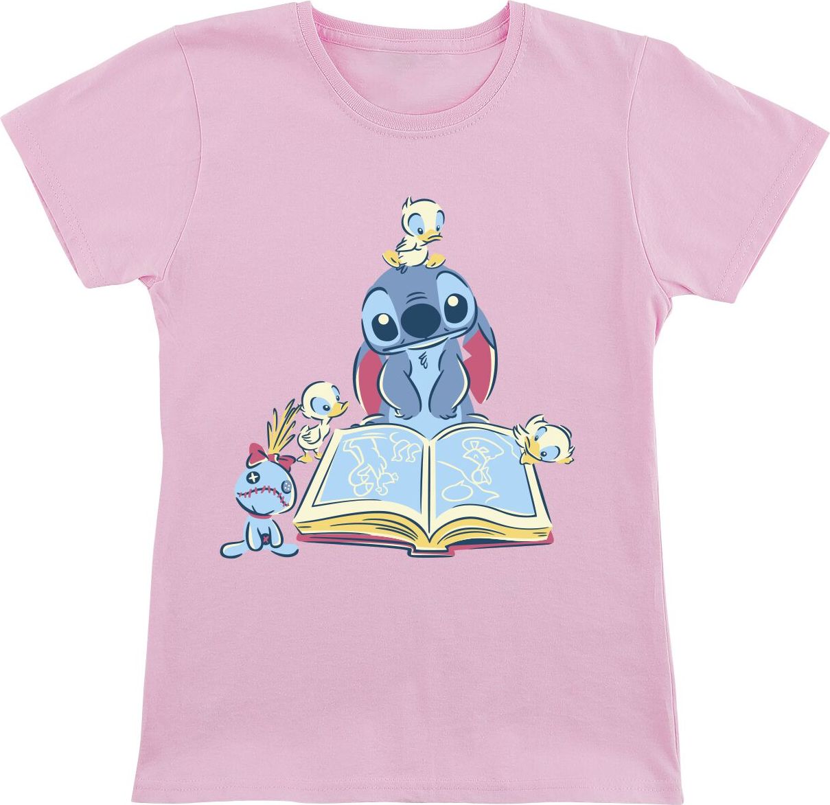 Lilo & Stitch Kids - Reading A Book detské tricko světle růžová - Merchstore.cz