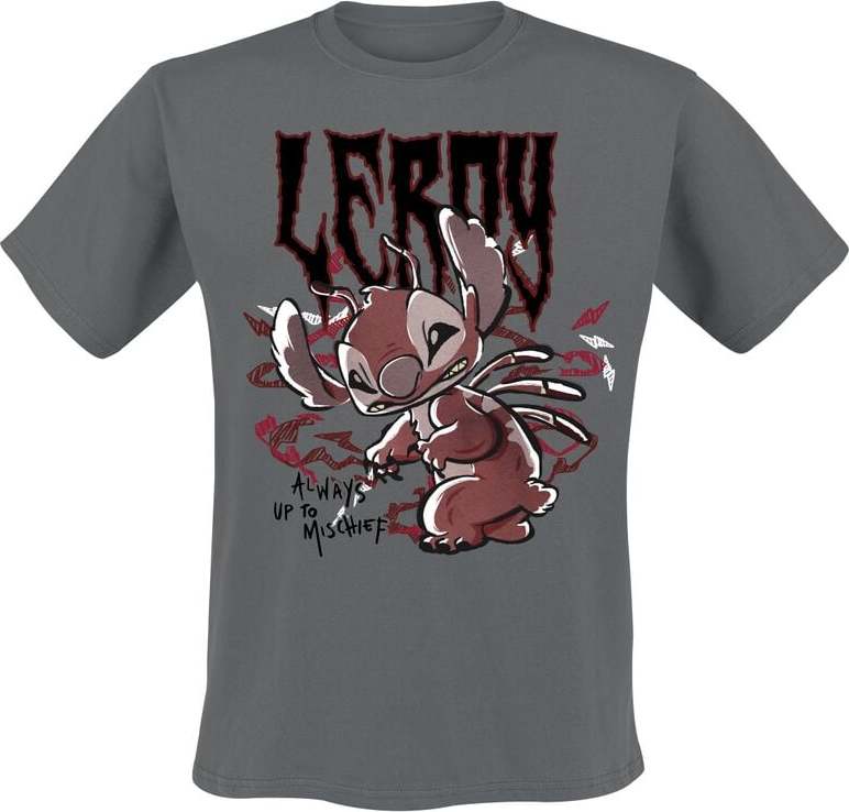 Lilo & Stitch Leroy Always Up To Mischief Tričko šedá - Merchstore.cz Lilo & Stitch Leroy Always Up To Mischief Tričko šedá - Merchstore.cz