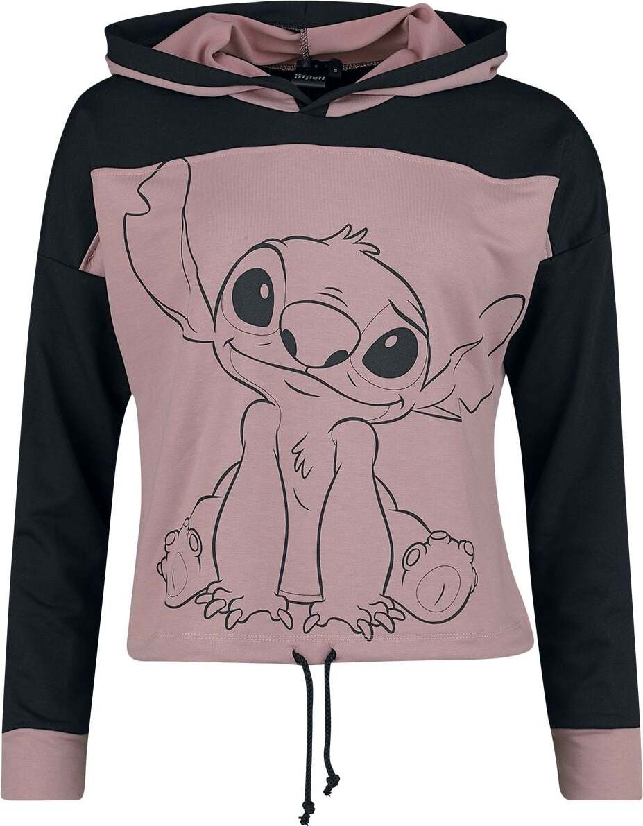 Lilo & Stitch Stitch Dámská mikina s kapucí cerná/ružová - Merchstore.cz
