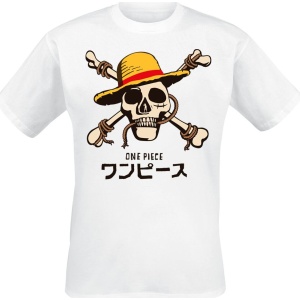 One Piece Skull Logo - Japanese Tričko bílá