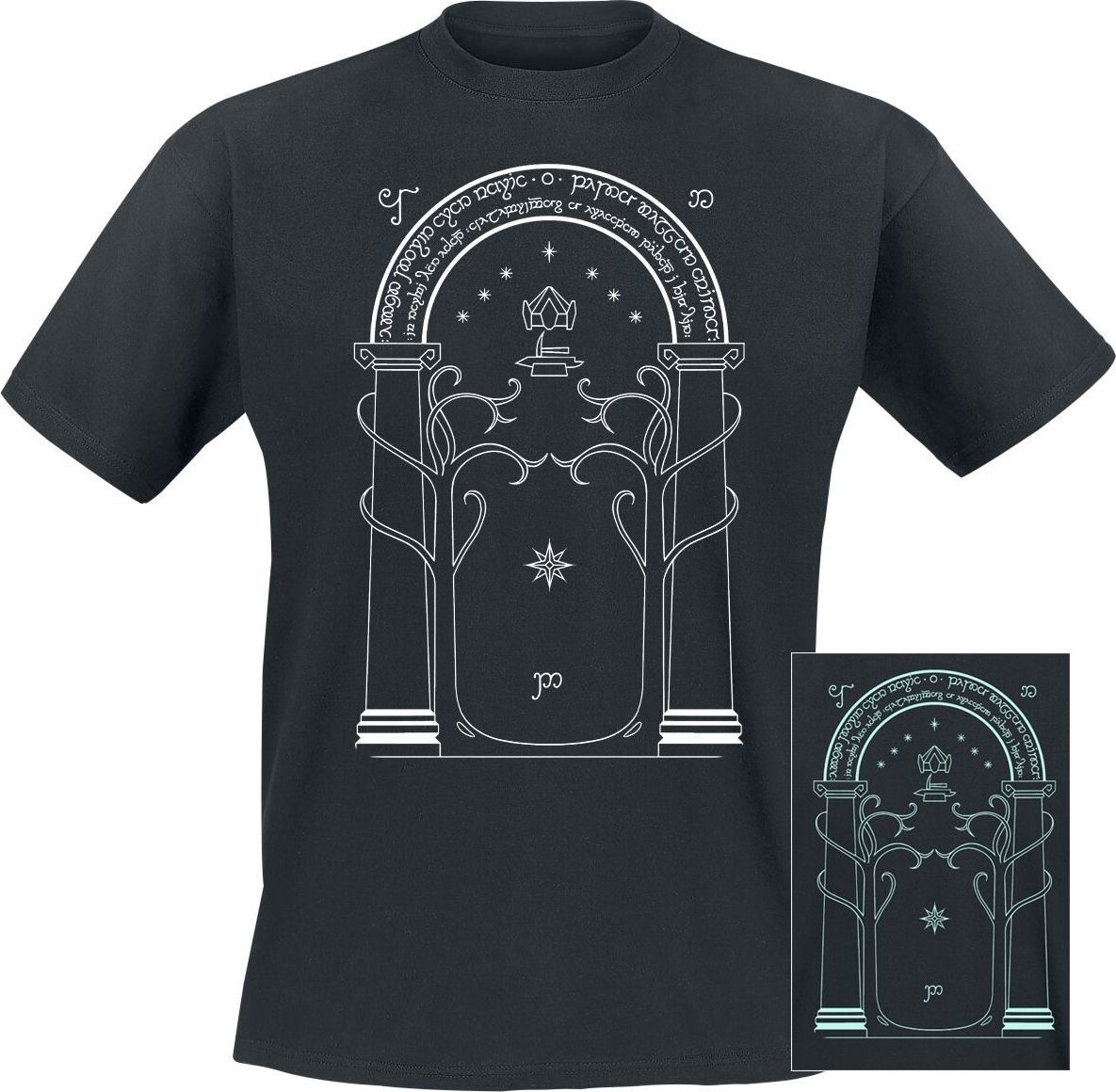 Pán prstenů Moria - Doors of Durin (svítí v tmě) Tričko černá - Merchstore.cz