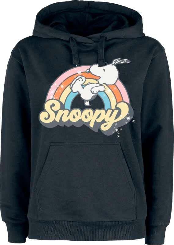 Peanuts Rainbow Snoopy Dámská mikina s kapucí černá - Merchstore.cz