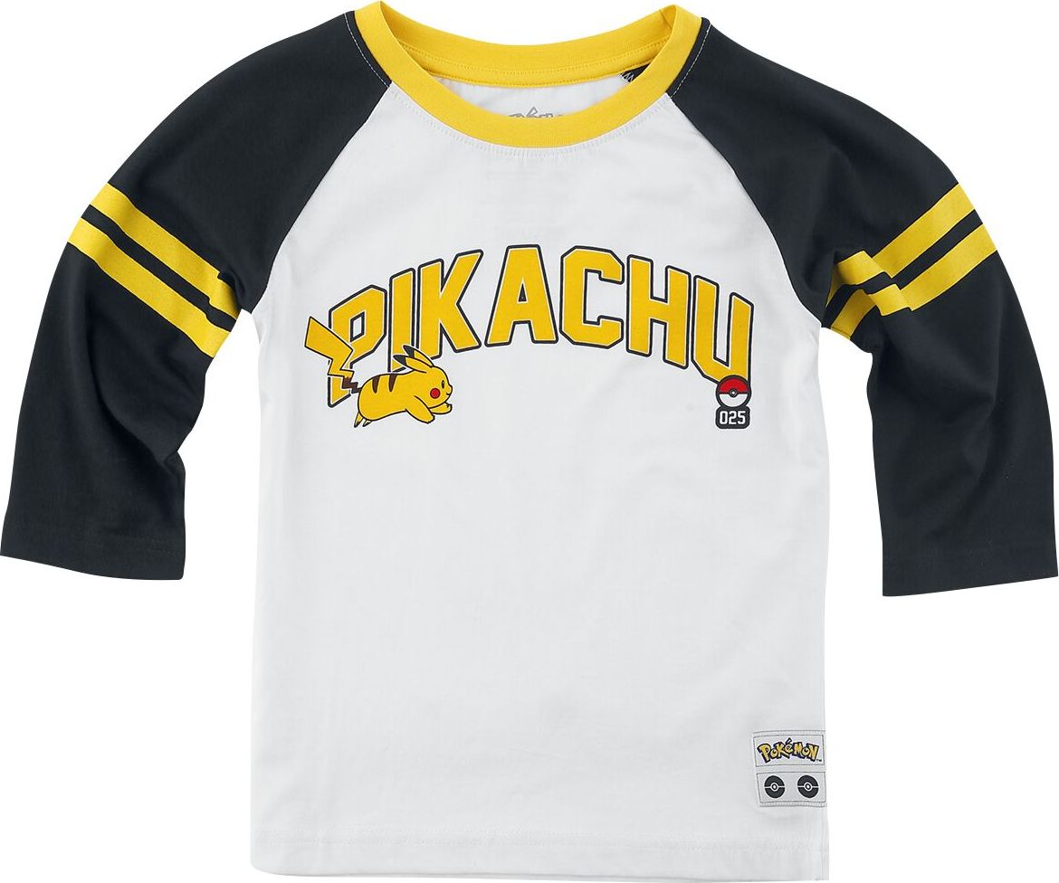 Pokémon Kids - Pikachu 025 detské tricko - dlouhý rukáv cerná/bílá - Merchstore.cz